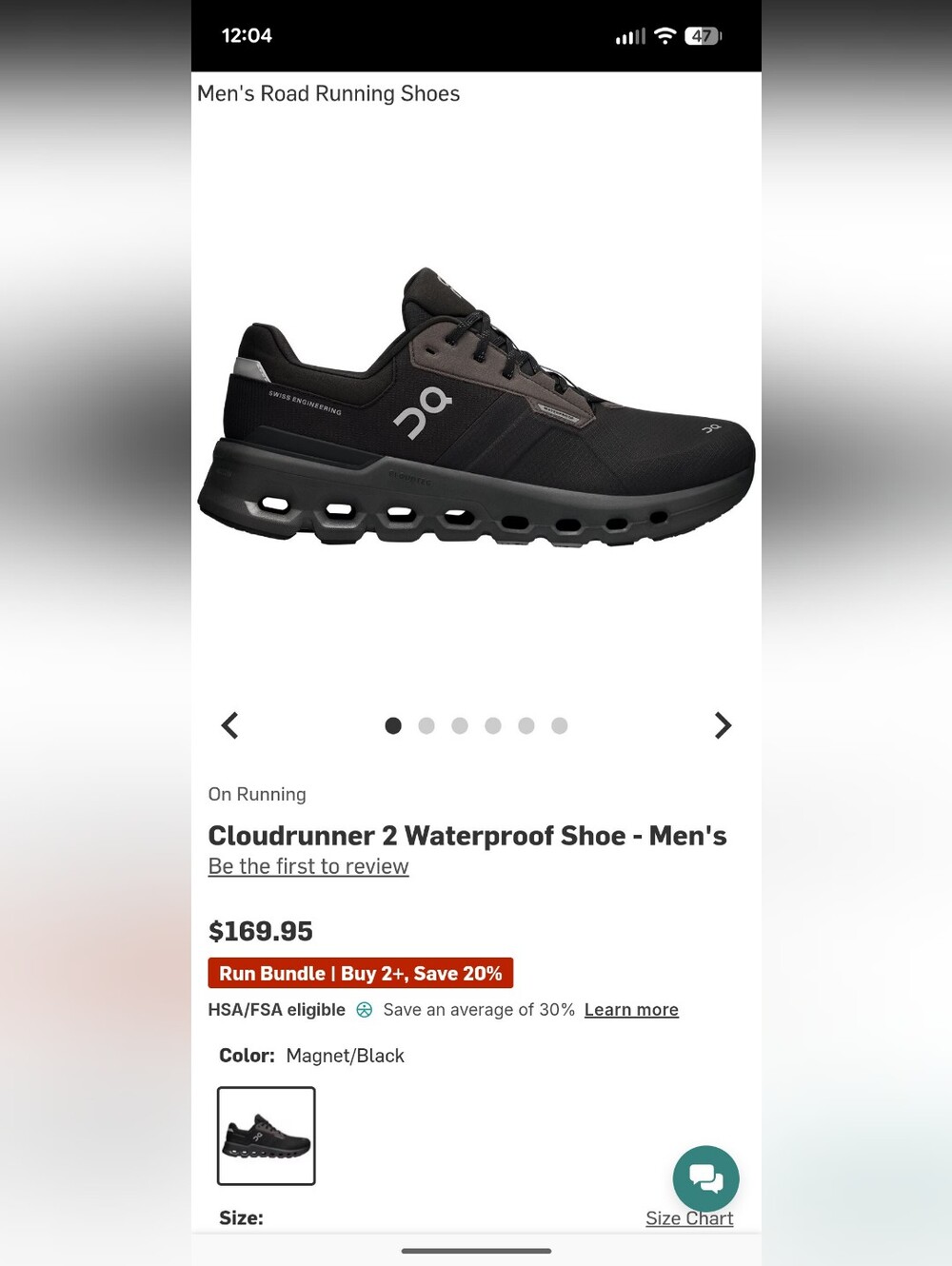 Mens On Running Cloudrunner2 Waterproof Shoes In Black/Silver Size 14 Like New